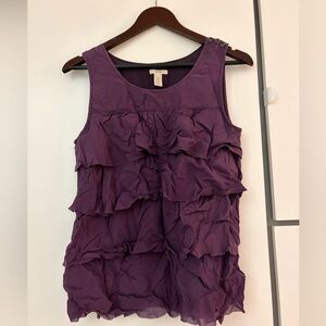 J. Crew Purple Ruffle Sleeveless Tank